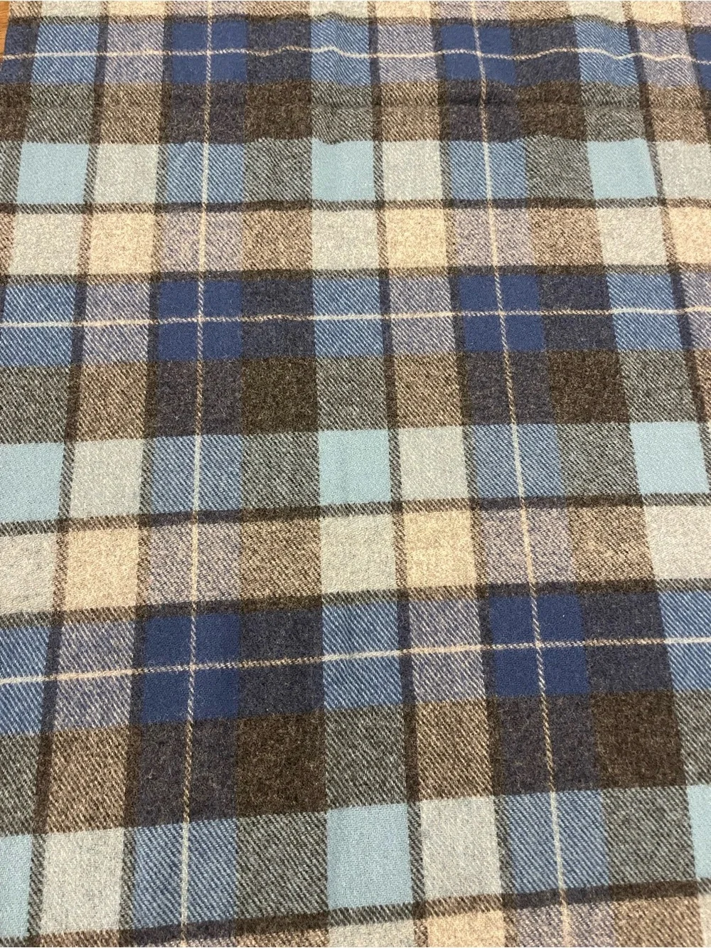Pendleton Blue Plaid 100% Wool Vintage Fringe Throw Blanket 77X52 Made in USA